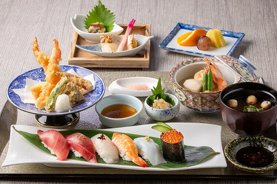 本鮪の握りと天麩羅御膳