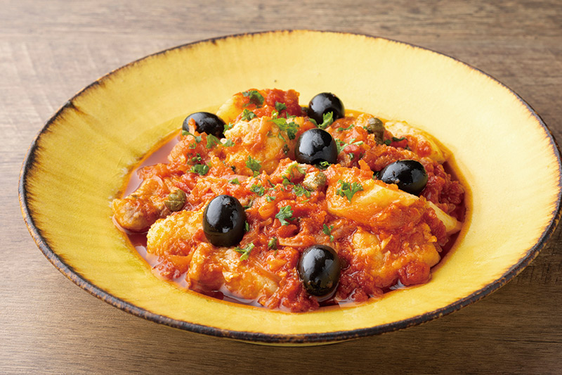 白身魚とジャガイモのメッシーナ風