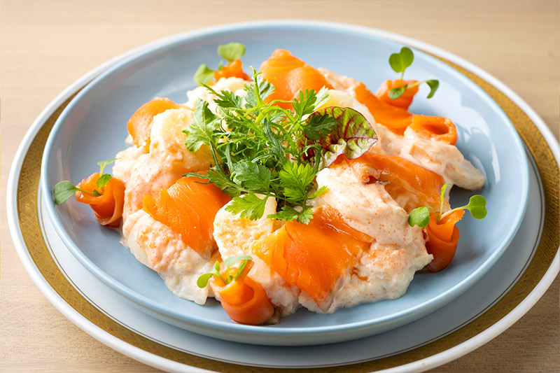 スモークサーモンとポテトの明太子クリーム