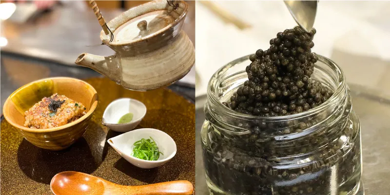 自家製キャビア付き 下野ディナーコース